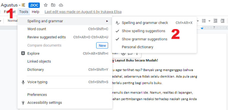 Cara Cek Kesalahan Kata (Typo & Kata Baku) Melalui Google Doc