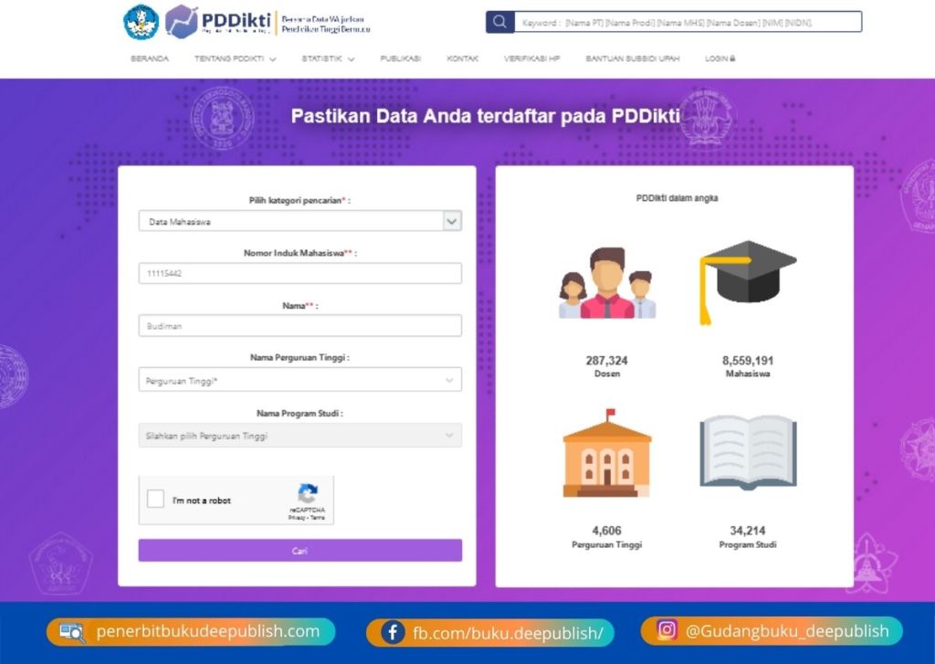 cara cek forlap dikti