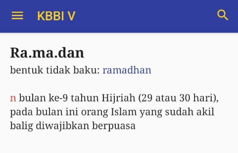 Penulisan ramadhan yang benar menurut KBBI