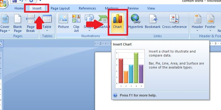 Masuk ke menu “Insert” dan klik “Chart”. 