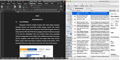 pastikan terlebih dahulu aplikasi Mendeley dan juga Microsoft Word terbuka dua-duanya.