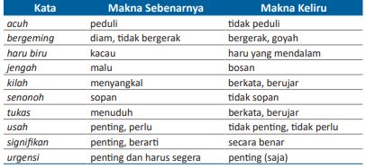 kesalahan makna, kesalahan pemilihan diksi