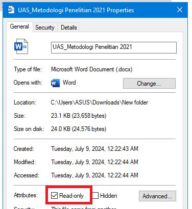 centang pada opsi ‘Read-only’ 