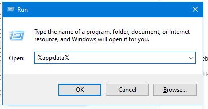 Masukkan “%appdata%” dan tekan tombol Enter