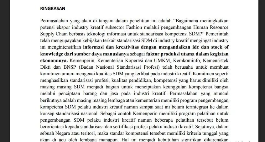 Contoh ringkasan pada hibah penelitian