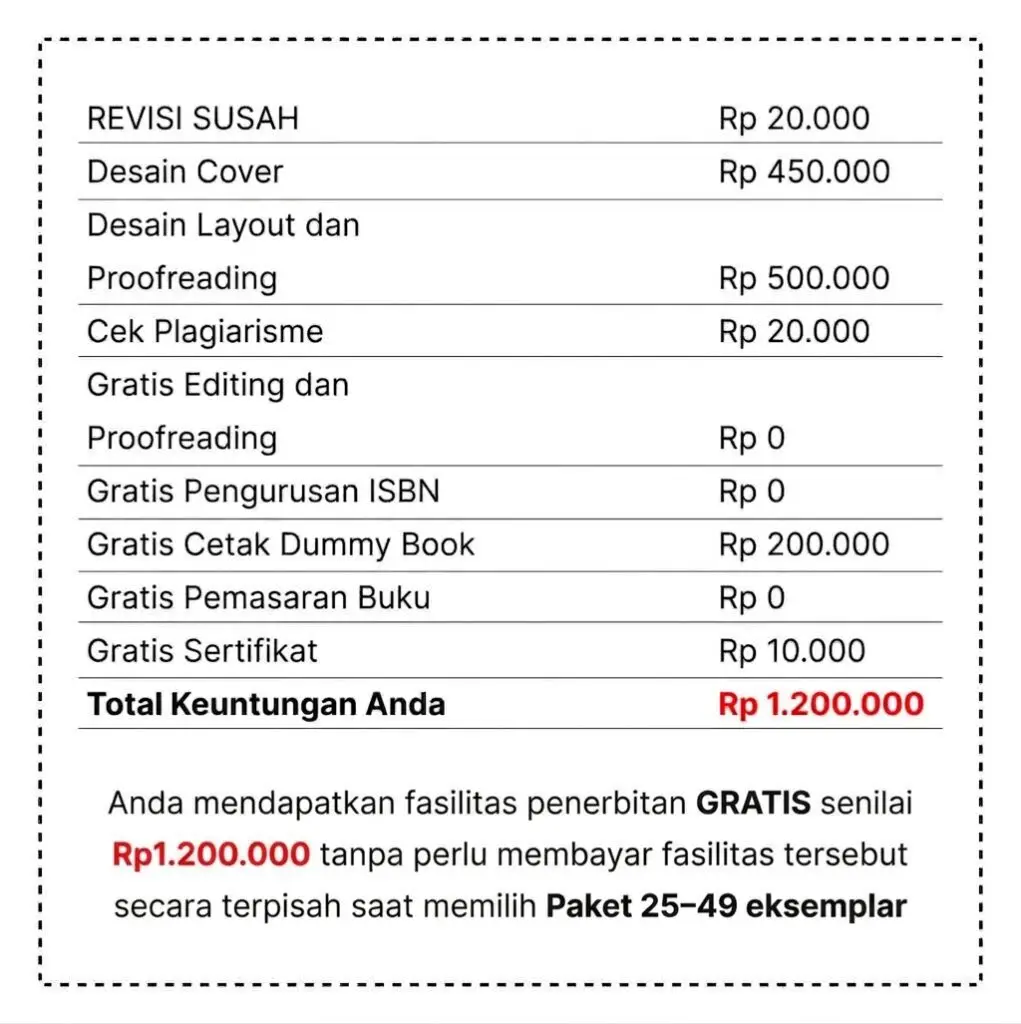 fasilitas penerbitan buku deepublish paket 25 - 49 eksemplar